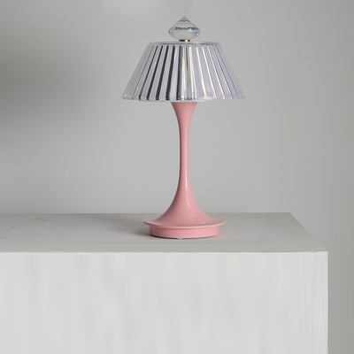 Lampe de table LED en acrylique ABS pétale conique rechargeable scandinave contemporaine pour chevet 