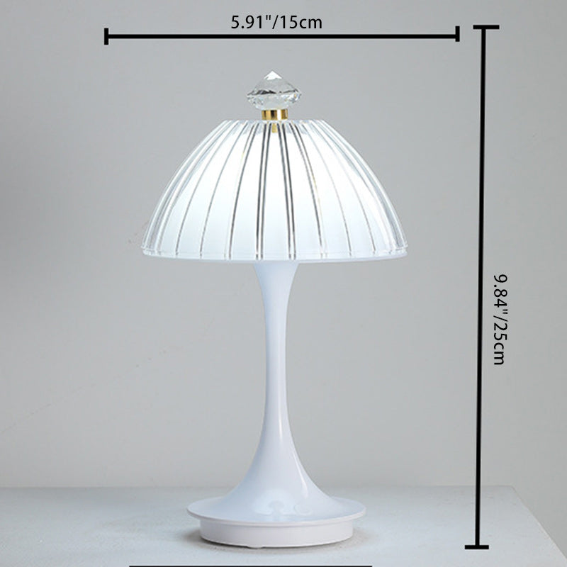 Lampe de table LED en acrylique ABS pétale conique rechargeable scandinave contemporaine pour chevet 