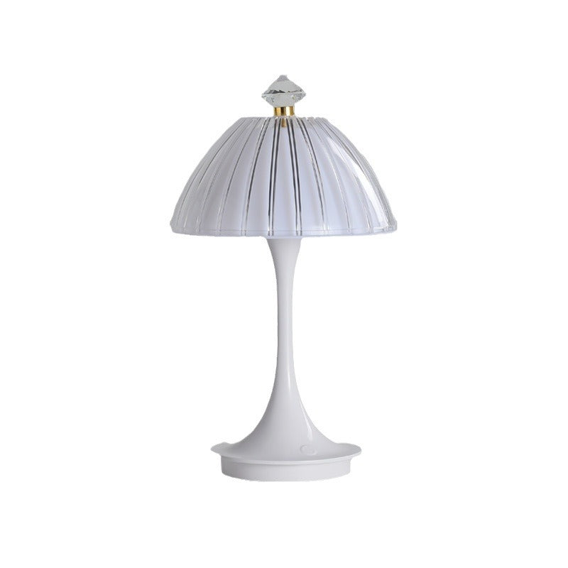 Lampe de table LED en acrylique ABS pétale conique rechargeable scandinave contemporaine pour chevet 