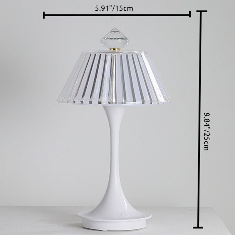 Lampe de table LED en acrylique ABS pétale conique rechargeable scandinave contemporaine pour chevet 
