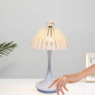 Lampe de table LED en acrylique ABS pétale conique rechargeable scandinave contemporaine pour chevet 