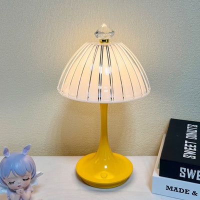 Lampe de table LED en acrylique ABS pétale conique rechargeable scandinave contemporaine pour chevet 