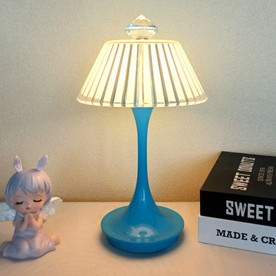 Lampe de table LED en acrylique ABS pétale conique rechargeable scandinave contemporaine pour chevet 