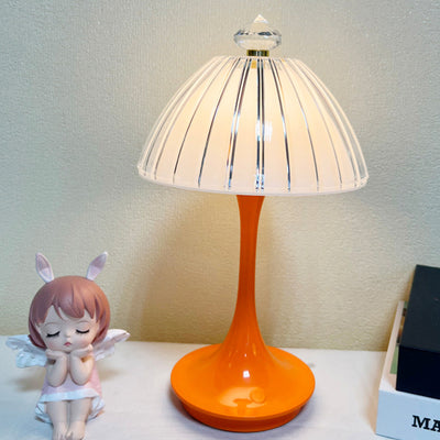 Lampe de table LED en acrylique ABS pétale conique rechargeable scandinave contemporaine pour chevet 