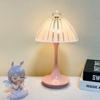 Lampe de table LED en acrylique ABS pétale conique rechargeable scandinave contemporaine pour chevet 