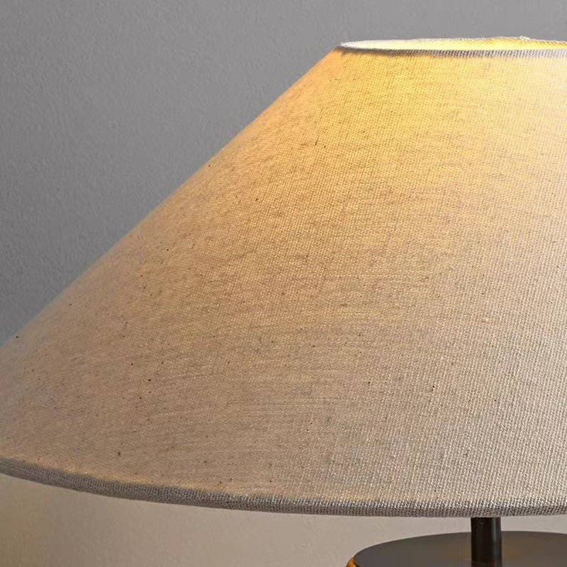 Lámpara de mesa de 1 luz cónica de cerámica con tela japonesa tradicional para mesita de noche 