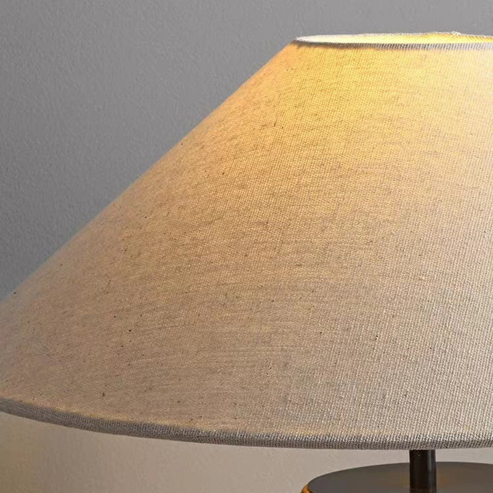 Lámpara de mesa de 1 luz cónica de cerámica con tela japonesa tradicional para mesita de noche 