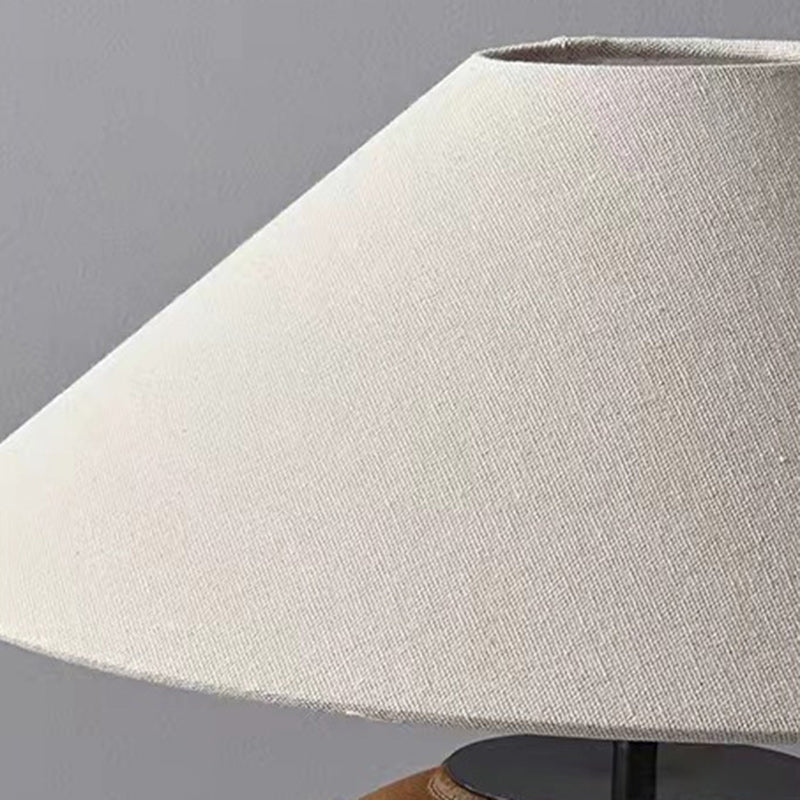 Lámpara de mesa de 1 luz cónica de cerámica con tela japonesa tradicional para mesita de noche 