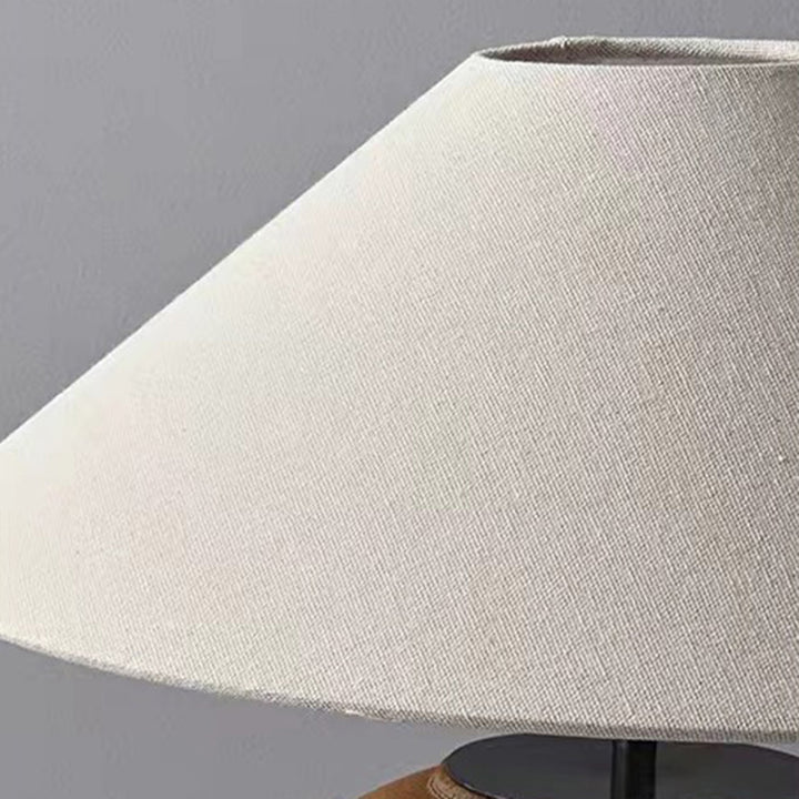 Lámpara de mesa de 1 luz cónica de cerámica con tela japonesa tradicional para mesita de noche 