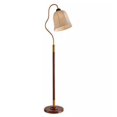 Traditionelle französische Glocke bedruckter Metallstoff 1-Licht Stehlampe für Wohnzimmer 
