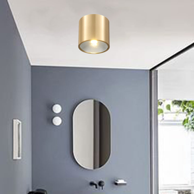Spot LED Plafonnier Cylindre en Laiton Nordique Contemporain pour Couloir 