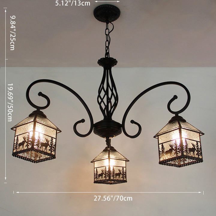 Traditionelle Bauernhaus Eisen Glas Hirsch Haus 3/5/6/8/9/13 Licht Kronleuchter für Wohnzimmer 