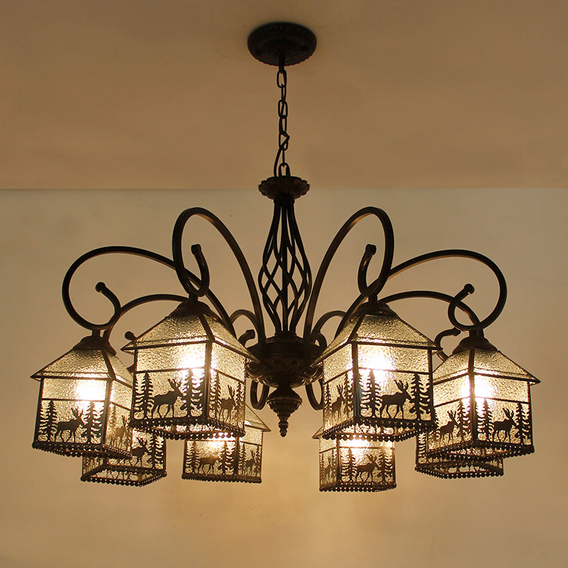 Traditionelle Bauernhaus Eisen Glas Hirsch Haus 3/5/6/8/9/13 Licht Kronleuchter für Wohnzimmer 