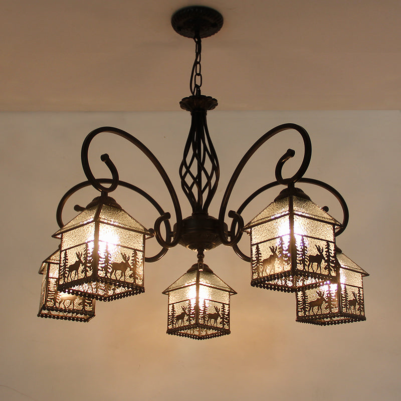 Traditionelle Bauernhaus Eisen Glas Hirsch Haus 3/5/6/8/9/13 Licht Kronleuchter für Wohnzimmer 
