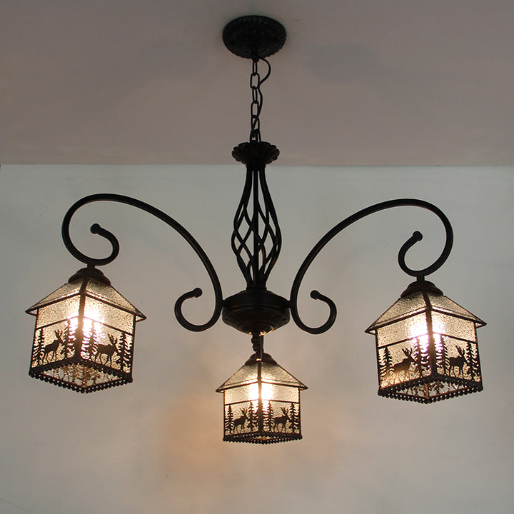 Traditionelle Bauernhaus Eisen Glas Hirsch Haus 3/5/6/8/9/13 Licht Kronleuchter für Wohnzimmer 