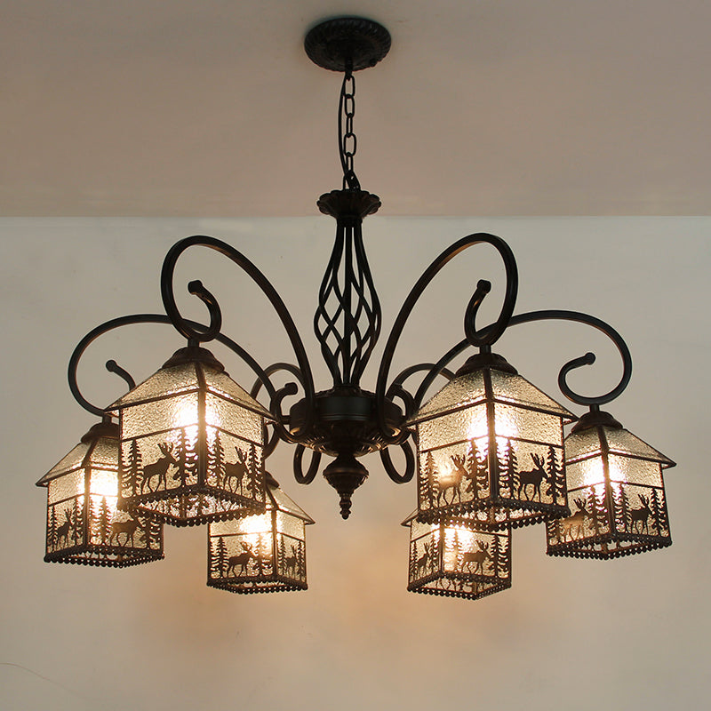 Traditionelle Bauernhaus Eisen Glas Hirsch Haus 3/5/6/8/9/13 Licht Kronleuchter für Wohnzimmer 