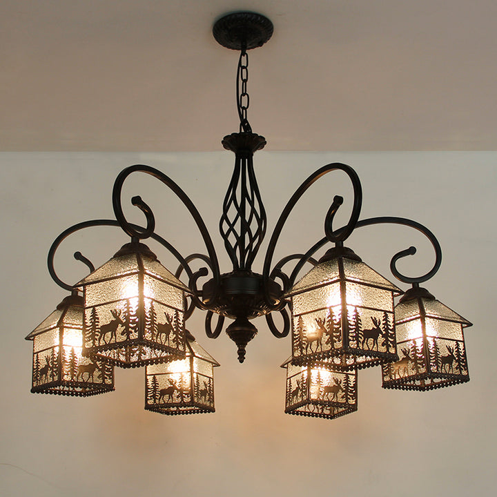 Traditionelle Bauernhaus Eisen Glas Hirsch Haus 3/5/6/8/9/13 Licht Kronleuchter für Wohnzimmer 