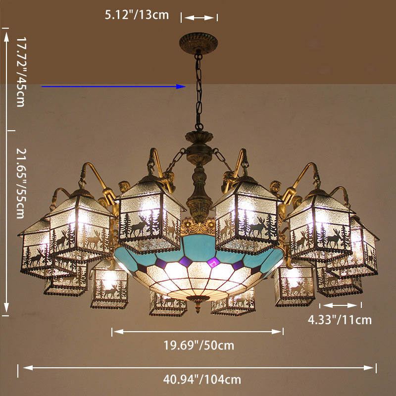 Traditionelle Bauernhaus Eisen Glas Hirsch Haus 3/5/6/8/9/13 Licht Kronleuchter für Wohnzimmer 