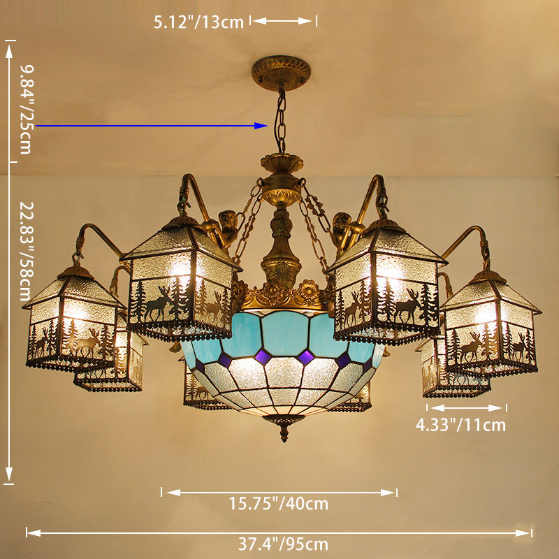Traditionelle Bauernhaus Eisen Glas Hirsch Haus 3/5/6/8/9/13 Licht Kronleuchter für Wohnzimmer 