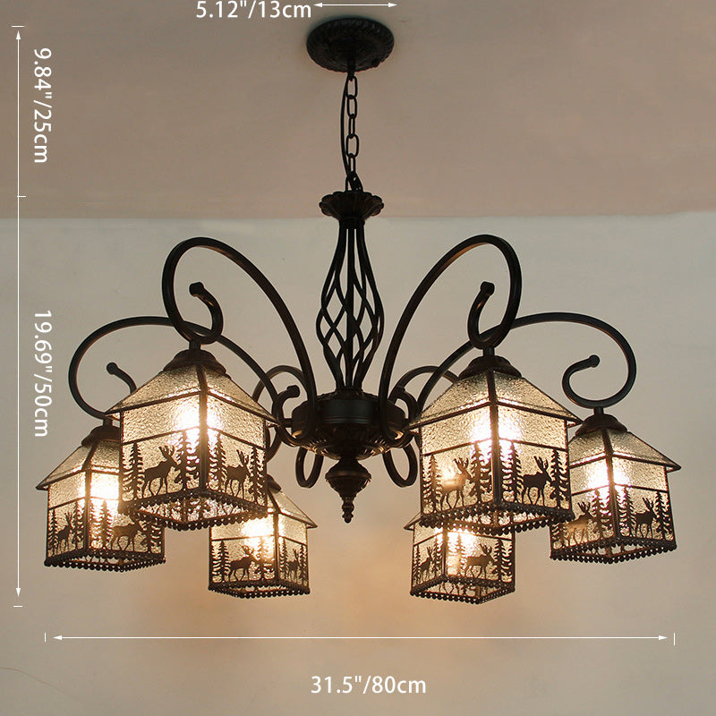 Traditionelle Bauernhaus Eisen Glas Hirsch Haus 3/5/6/8/9/13 Licht Kronleuchter für Wohnzimmer 