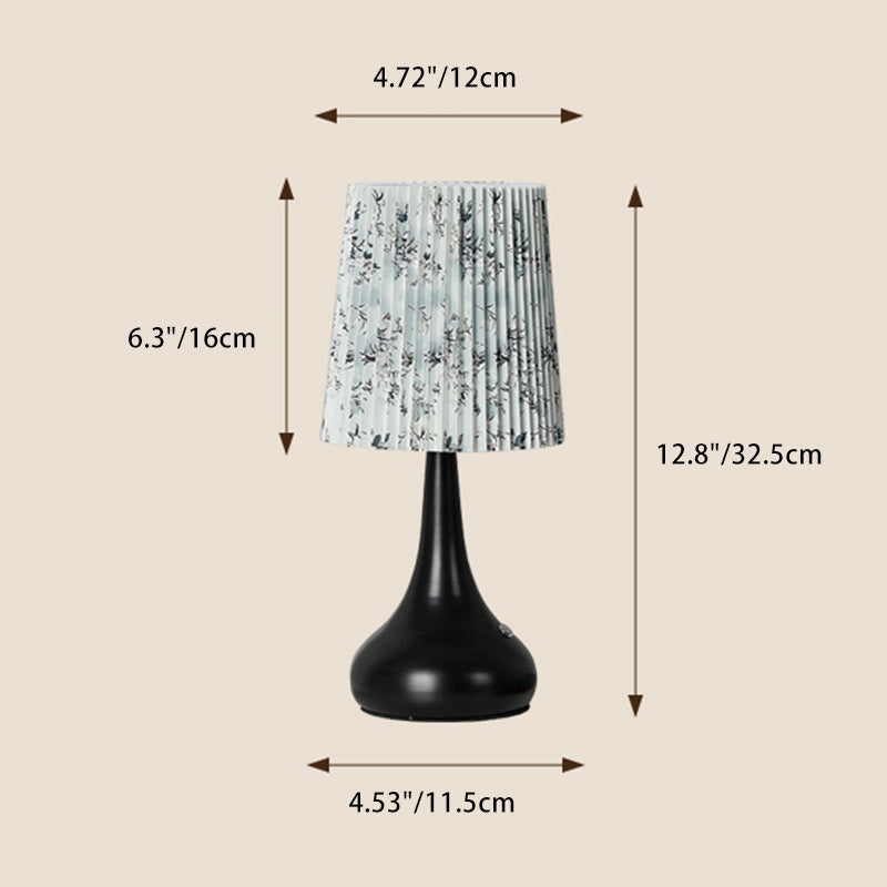 Lampe de table à 1 lumière avec abat-jour en tissu rechargeable en forme de cylindre floral traditionnel français, veilleuse pour table de chevet 