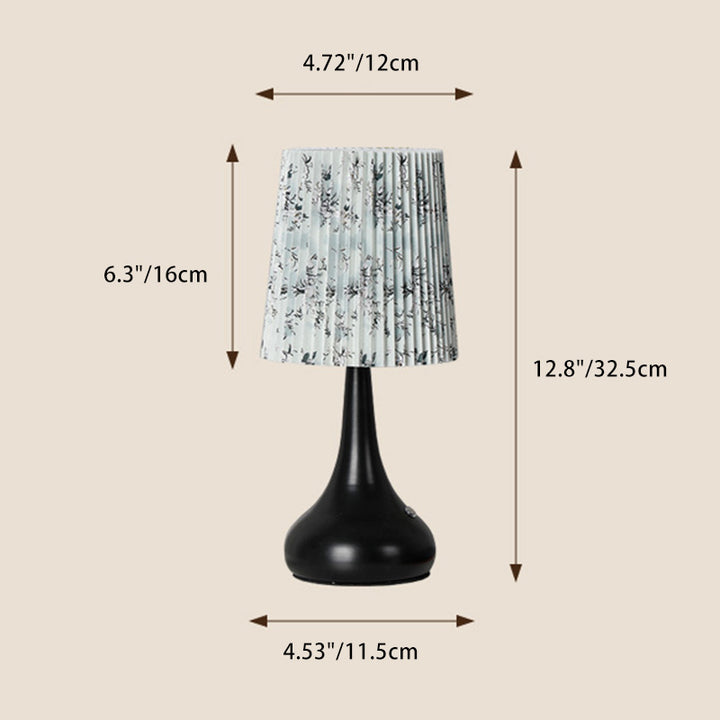 Lampe de table à 1 lumière avec abat-jour en tissu rechargeable en forme de cylindre floral traditionnel français, veilleuse pour table de chevet 