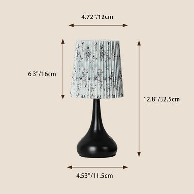 Traditionelle französische Zylinderblumen-Kürbis-Wiederaufladbare Stoffeisen 1-Licht Tischlampe Nachtlicht für das Nachttisch 