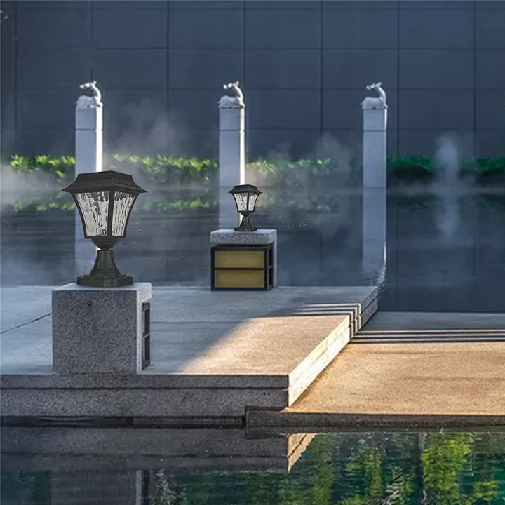 Zeitgenössische Retro Solar Wasserdichte Aluminium Glas Wellenzylinder LED Außenleuchte Landschaftsbeleuchtung für Garten 