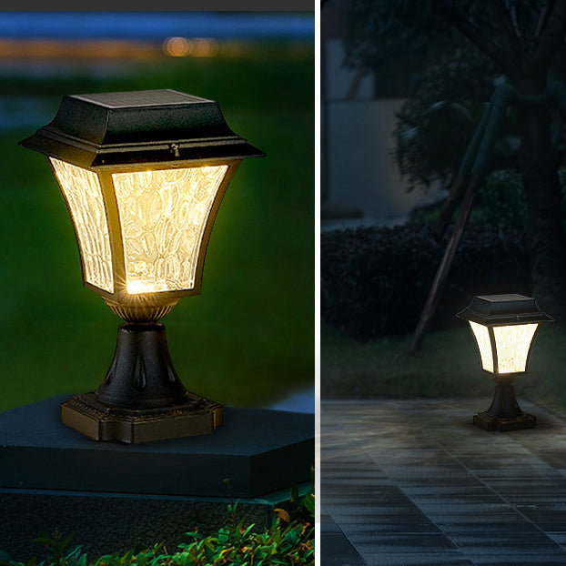 Zeitgenössische Retro Solar Wasserdichte Aluminium Glas Wellenzylinder LED Außenleuchte Landschaftsbeleuchtung für Garten 