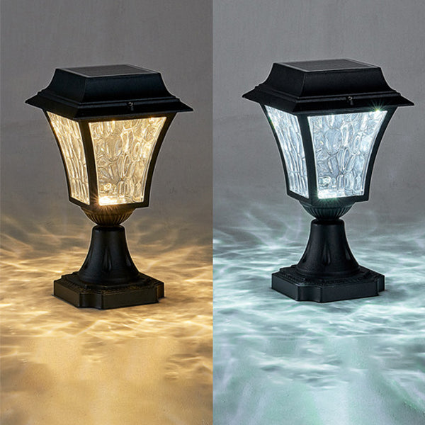 Zeitgenössische Retro Solar Wasserdichte Aluminium Glas Wellenzylinder LED Außenleuchte Landschaftsbeleuchtung für Garten 
