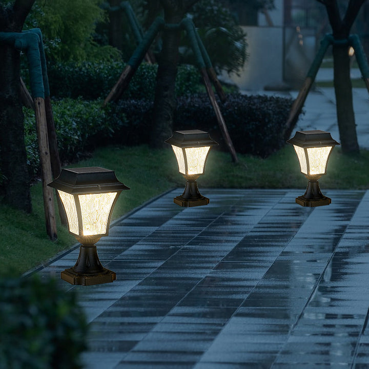 Zeitgenössische Retro Solar Wasserdichte Aluminium Glas Wellenzylinder LED Außenleuchte Landschaftsbeleuchtung für Garten 