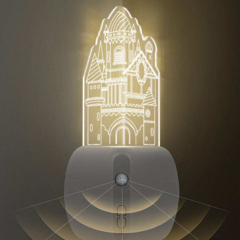 Moderne Art Deco wiederaufladbare Menschensensor Magnetische ABS Acryl Schloss LED Wandleuchte Nachttischlampe für Flur 