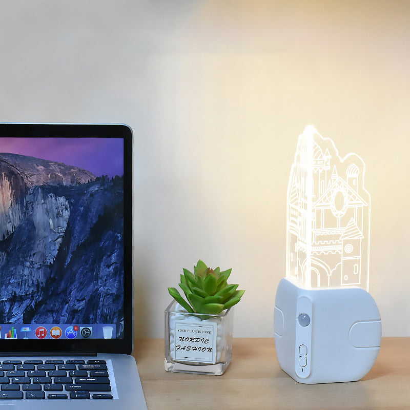 Moderne Art Deco wiederaufladbare Menschensensor Magnetische ABS Acryl Schloss LED Wandleuchte Nachttischlampe für Flur 