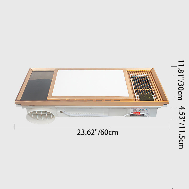 Calefactor de baño de simplicidad moderna ventilable rectangular de hierro plástico ABS PVC PTC LED luz de techo empotrada para baño 