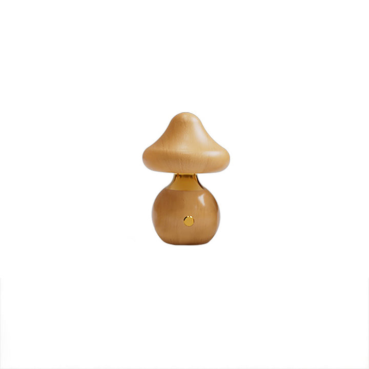 Lampe de Table LED en Bois Massif Rechargeable Créative Contemporaine en Forme de Champignon Veilleuse pour Chevet 