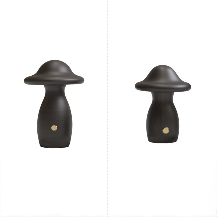 Lampe de Table LED en Bois Massif Rechargeable Créative Contemporaine en Forme de Champignon Veilleuse pour Chevet 