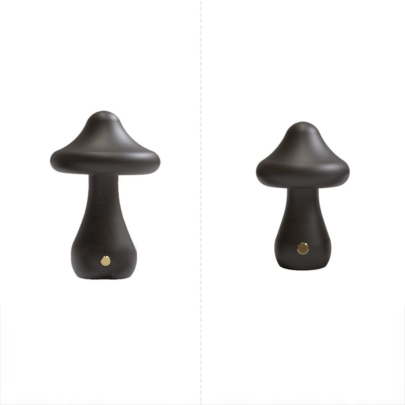 Lampe de Table LED en Bois Massif Rechargeable Créative Contemporaine en Forme de Champignon Veilleuse pour Chevet 