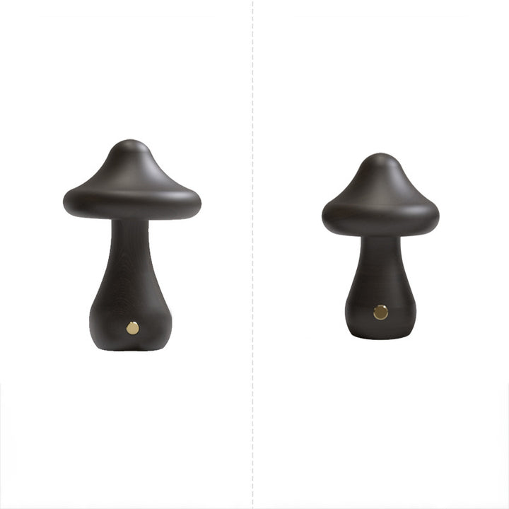 Lampe de Table LED en Bois Massif Rechargeable Créative Contemporaine en Forme de Champignon Veilleuse pour Chevet 