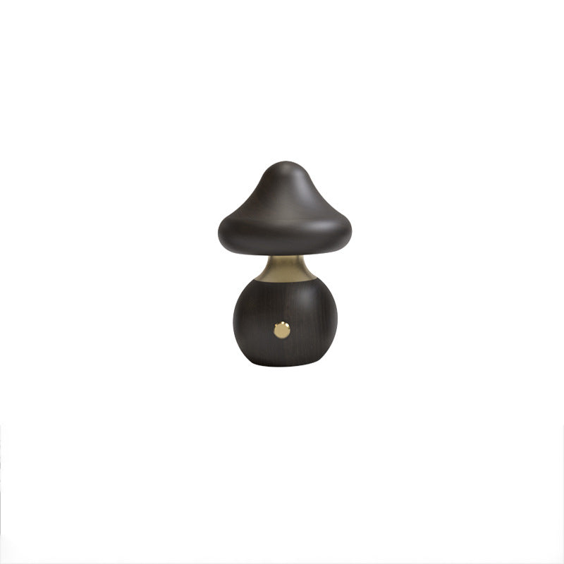Lampe de Table LED en Bois Massif Rechargeable Créative Contemporaine en Forme de Champignon Veilleuse pour Chevet 