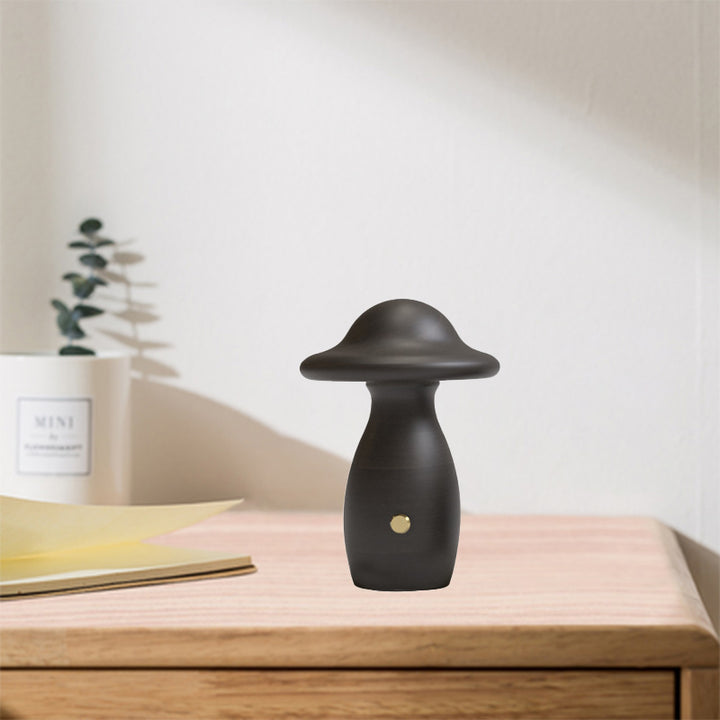 Lampe de Table LED en Bois Massif Rechargeable Créative Contemporaine en Forme de Champignon Veilleuse pour Chevet 