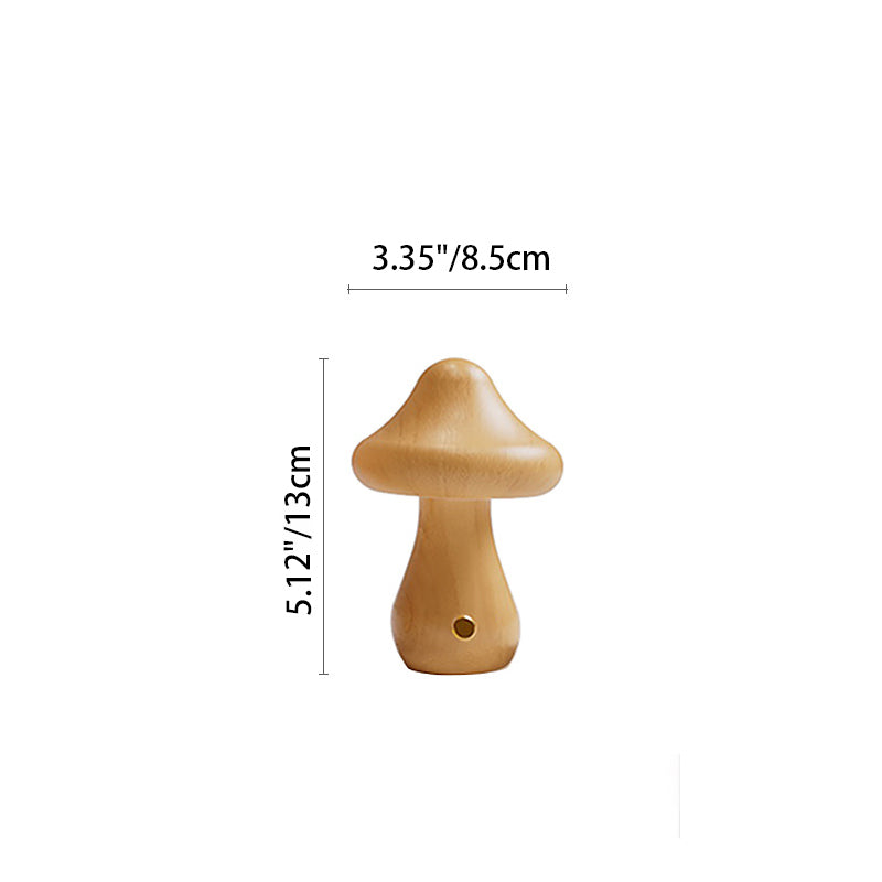 Lampe de Table LED en Bois Massif Rechargeable Créative Contemporaine en Forme de Champignon Veilleuse pour Chevet 