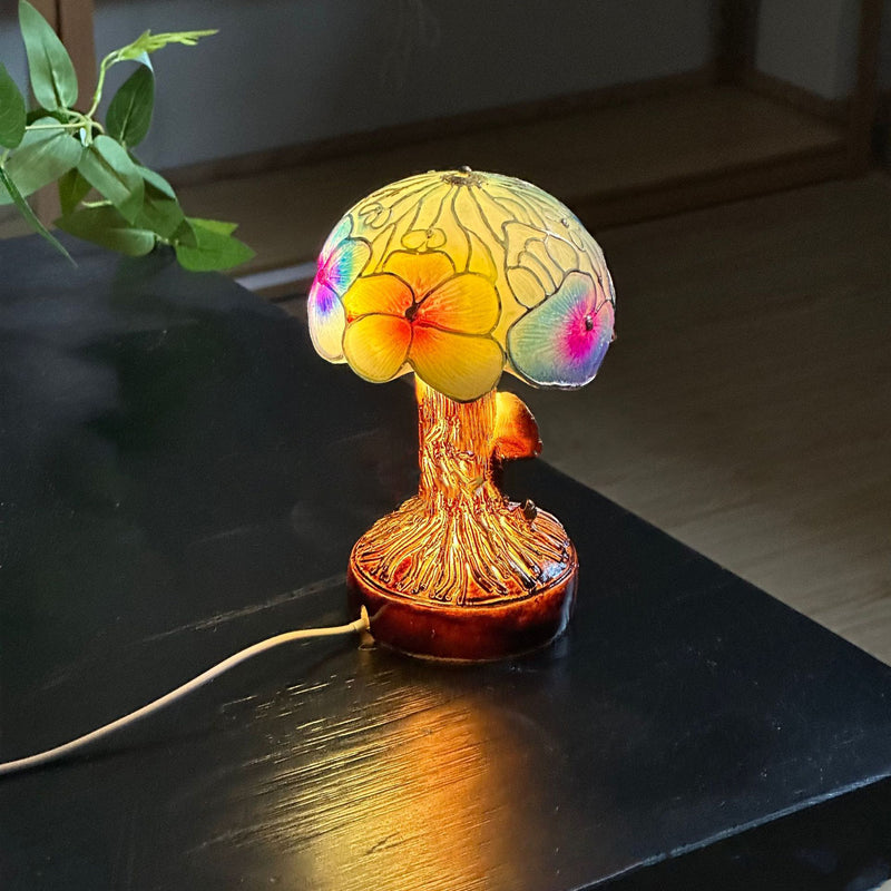 مصباح طاولة LED USB منحوت على شكل فطر من الراتنج بأسلوب آرت ديكو الحديث لغرفة المعيشة 