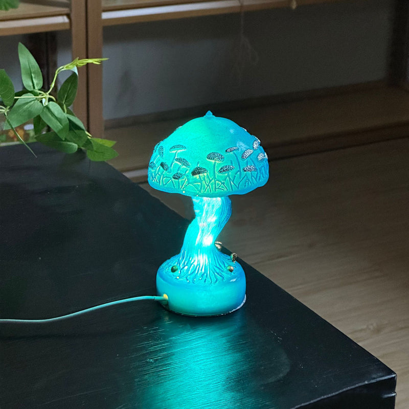 مصباح طاولة LED USB منحوت على شكل فطر من الراتنج بأسلوب آرت ديكو الحديث لغرفة المعيشة 