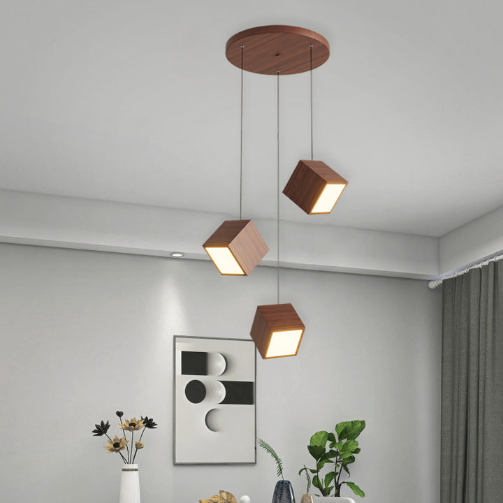 現代的なレトロな鉄アルミアクリルスクエアキューブLEDシャンデリアアイランドライトダイニングルーム用 