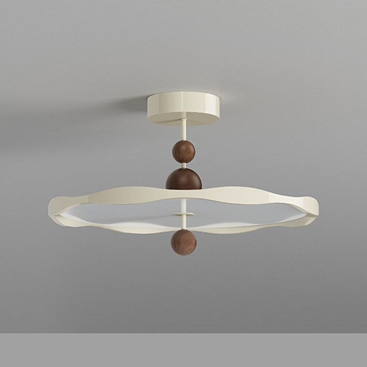Lustre semi-encastré LED rond en fer traditionnel en aluminium acrylique pour chambre à coucher 