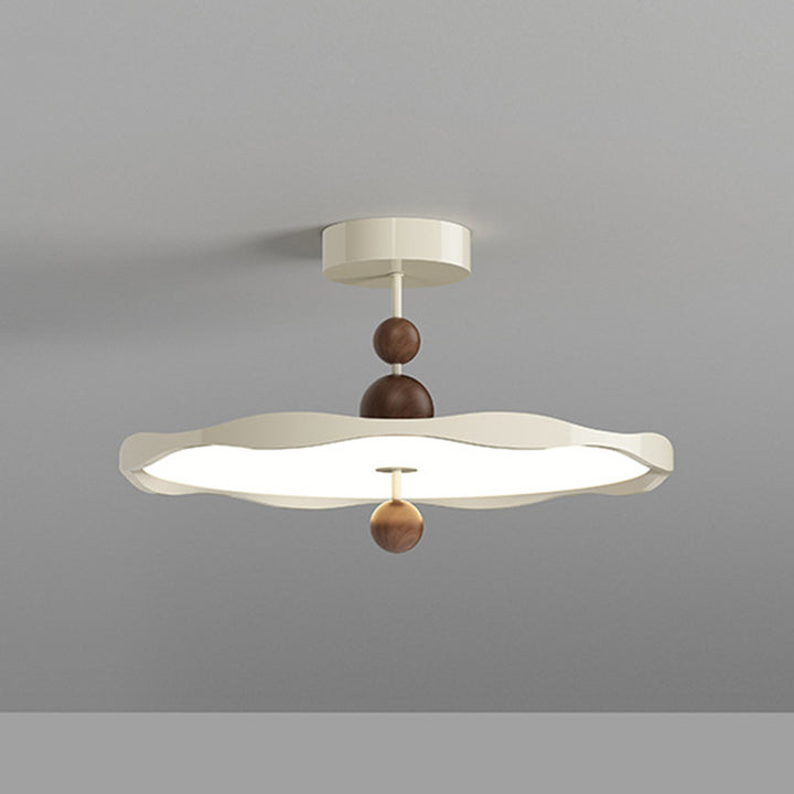 Lustre semi-encastré LED rond en fer traditionnel en aluminium acrylique pour chambre à coucher 