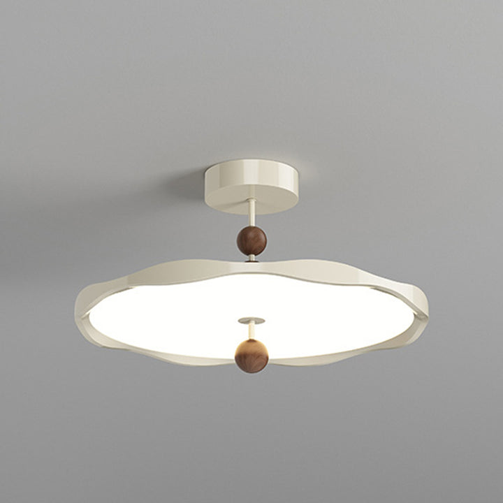 Lustre semi-encastré LED rond en fer traditionnel en aluminium acrylique pour chambre à coucher 