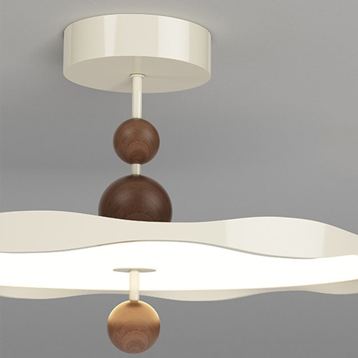 Lustre semi-encastré LED rond en fer traditionnel en aluminium acrylique pour chambre à coucher 