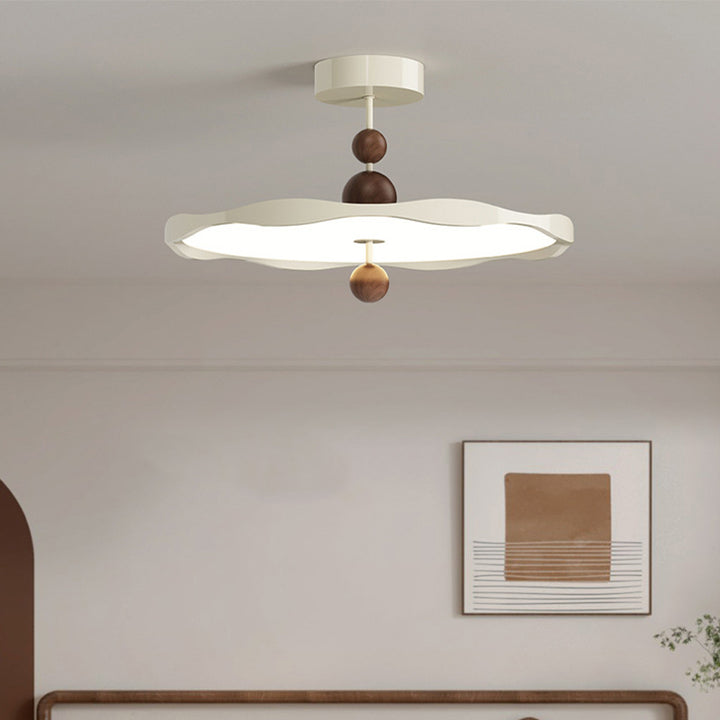Lustre semi-encastré LED rond en fer traditionnel en aluminium acrylique pour chambre à coucher 