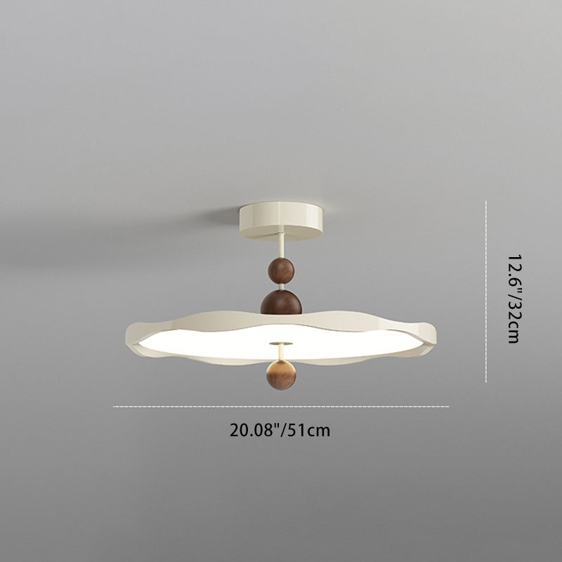 Lustre semi-encastré LED rond en fer traditionnel en aluminium acrylique pour chambre à coucher 